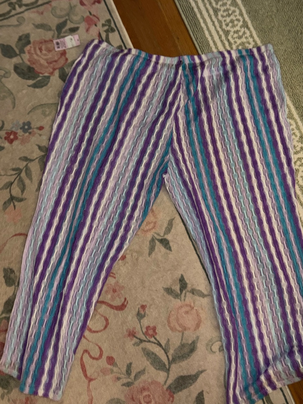 Striped Pastel Knit pants in Purple, Blue & White